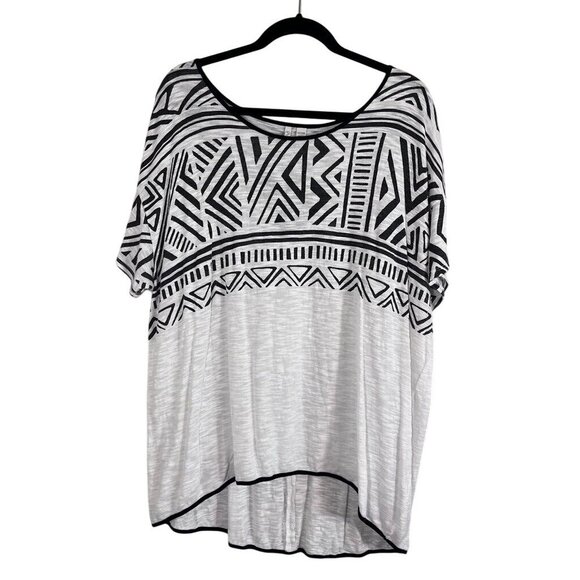 Cato Top Women 22 White Western Aztec Summer Sporty Neutral Retro Office 80s - Picture 1 of 15